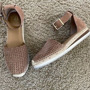 Gianni Bini Brown Perforated Espadrille Sandals